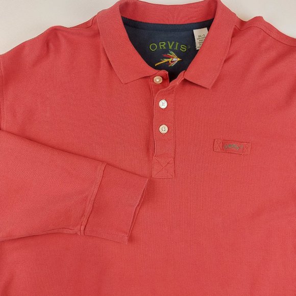 Orvis Shirts Orvis Long Sleeve Pique Polo Shirt Xl Tall Xlt Solid